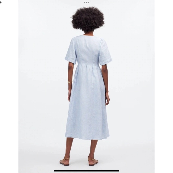 Cassie Button-Front Midi Dress in Linen - Picture 4 of 10